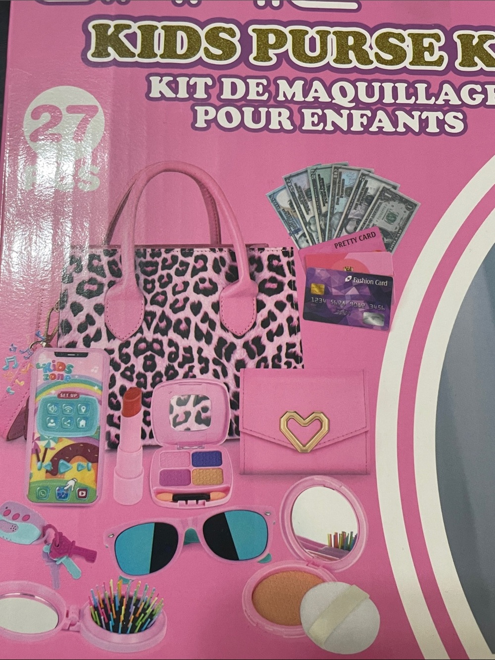 Kids Purse Makeup Play Kit - Pink Leopard Design, 27 piece NWT very cute